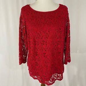 NWOT Talbots Red Lace Top